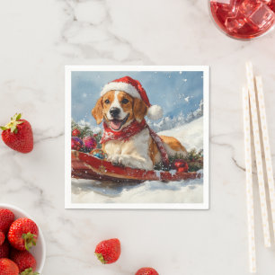 Serviette En Papier American English Foxhound dans Sledge Christmas