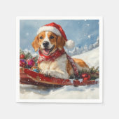 Serviette En Papier American English Foxhound dans Sledge Christmas (Devant)