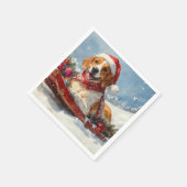 Serviette En Papier American English Foxhound dans Sledge Christmas (Coin)