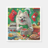 Serviette En Papier American Eskimo Gîtes : Noël festif (Devant)
