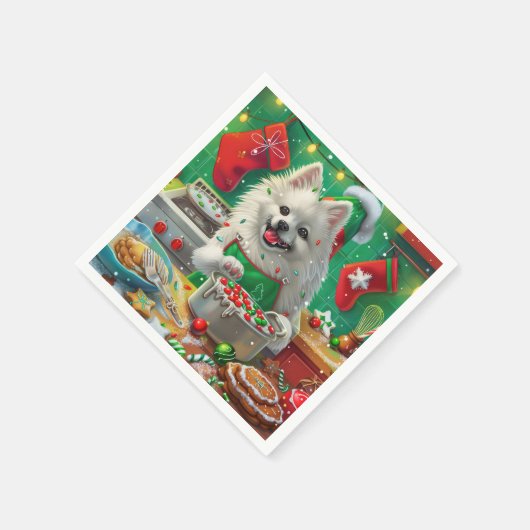 Serviette En Papier American Eskimo Gîtes : Noël festif (Coin)