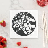 Serviette En Papier American Firefighter Hero Gras Noir Et Blanc (En situation)