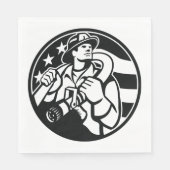 Serviette En Papier American Firefighter Hero Gras Noir Et Blanc (Devant)