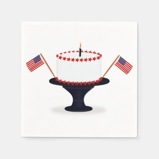 Serviette En Papier American Flag Cake 4 juillet Papier Napkins (Devant)