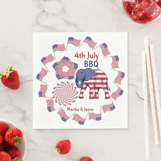 Serviette En Papier American Flag Fireworks Elephant 4 juillet (En situation)
