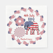 Serviette En Papier American Flag Fireworks Elephant 4 juillet (Devant)