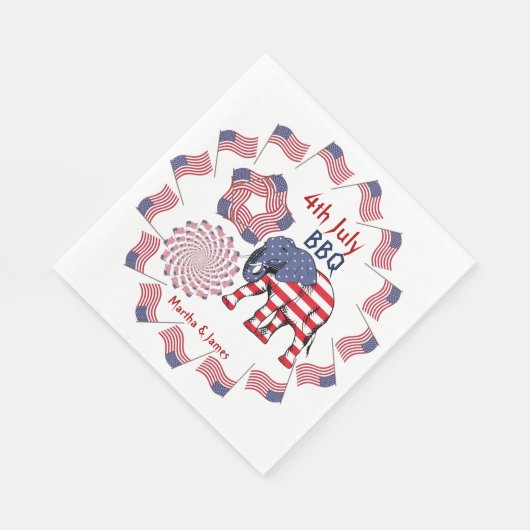 Serviette En Papier American Flag Fireworks Elephant 4 juillet (Coin)