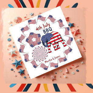 Serviette En Papier American Flag Fireworks Elephant 4 juillet