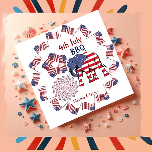 Serviette En Papier American Flag Fireworks Elephant 4 juillet