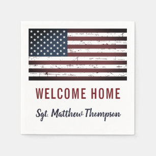 Serviette En Papier American Flag Military Soldat Welcome Home Party