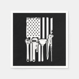 Serviette En Papier American Flag Plumbing Plumber Tools Craft Gift