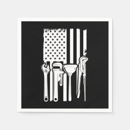 Serviette En Papier American Flag Plumbing Plumber Tools Craft Gift (Devant)