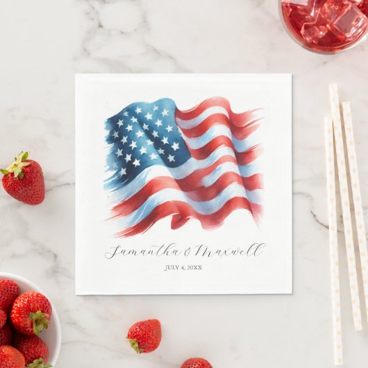Serviette En Papier American Flag Summer Party thème (En situation)