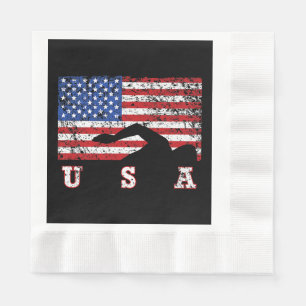 Serviette En Papier American Flag Swimming USA Cadeau Swim Team Premiu