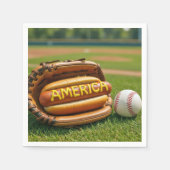 Serviette En Papier American Hot Dog dans un gant de baseball (Devant)