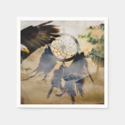 Serviette En Papier American Indian Dream Catcher, serviettes d'aigle  (Devant)