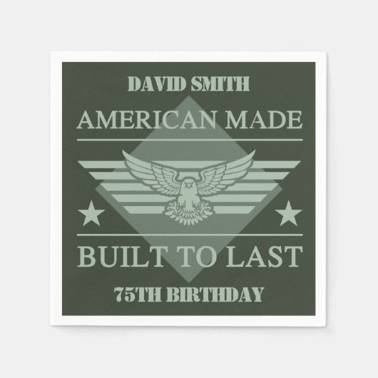 Serviette En Papier American Made 75th Birthday (Devant)