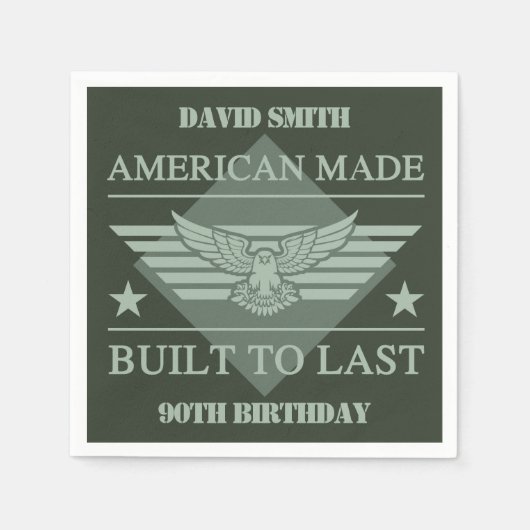 Serviette En Papier American Made 90th Birthday (Devant)