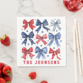 Serviette En Papier American Patriotic Bows Personnalisé (En situation)