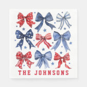 Serviette En Papier American Patriotic Bows Personnalisé (Devant)