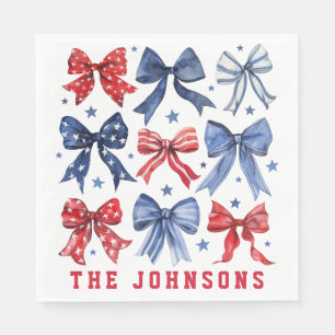 Serviette En Papier American Patriotic Bows Personnalisé