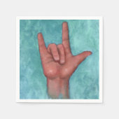 Serviette En Papier American Sign Language : I Love You : Art (Devant)