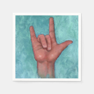 Serviette En Papier American Sign Language : I Love You : Art