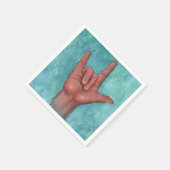 Serviette En Papier American Sign Language : I Love You : Art (Coin)