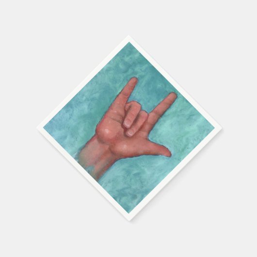 Serviette En Papier American Sign Language : I Love You : Art (Coin)