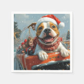 Serviette En Papier American Staffordshire Chien Noël (Devant)