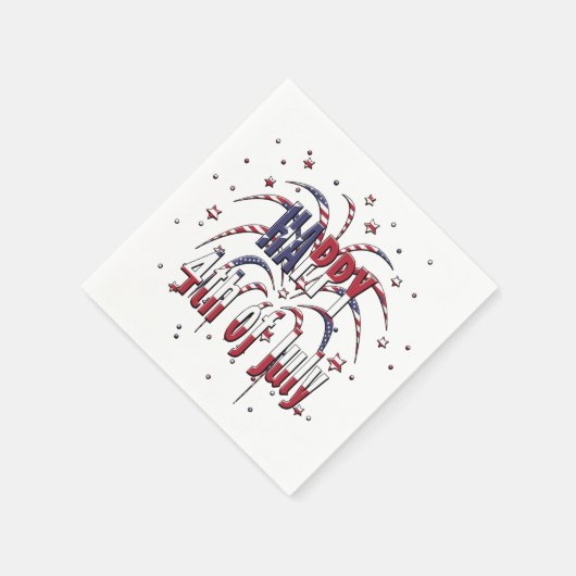 Serviette En Papier American Stars and Stripes Happy 4 juillet (Coin)