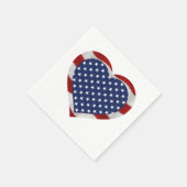 Serviette En Papier American Stars and Stripes Heart Patriotic (Coin)