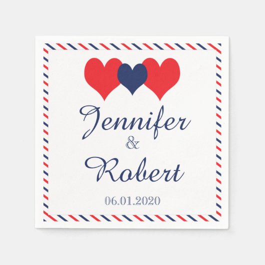 Serviette En Papier Americana Hearts Mariage Napkin (Devant)