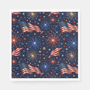 Serviette En Papier Amérique 250 Motif de drapeau de feux d'artifice p