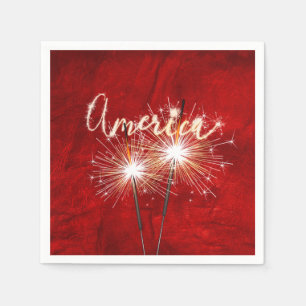 Serviette En Papier Amérique étincelante en cuir rouge