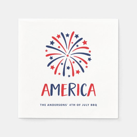 Serviette En Papier Amérique | Feux rouges blancs et bleus (Devant)