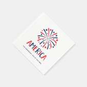 Serviette En Papier Amérique | Feux rouges blancs et bleus (Coin)