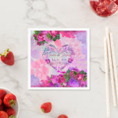 Serviette En Papier Amethyst framboise Mariage floral Napkin (En situation)