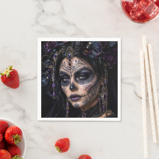 Serviette En Papier Améthyste Orchidée Calavera – Crâne de Sucre Gothi