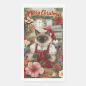 Serviette En Papier Ameublement de fleur de Noël de chat par fleuriste (Devant)