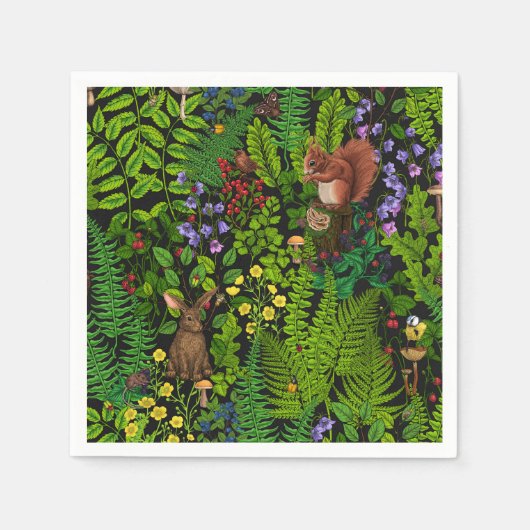 Serviette En Papier Amimies et plantes des bois (Devant)