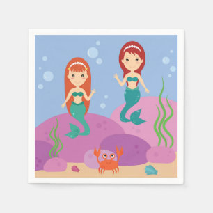 Serviette En Papier Amis de sirènes nageant dans la mer