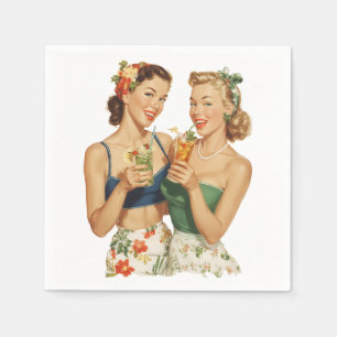 Serviette En Papier Amis du Cocktail Été Pin-Up Vintage