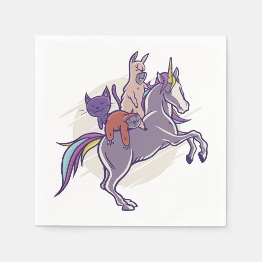 Serviette En Papier Amis magiques |Unicorne, Alpaca, Kitten, Sloth (Devant)