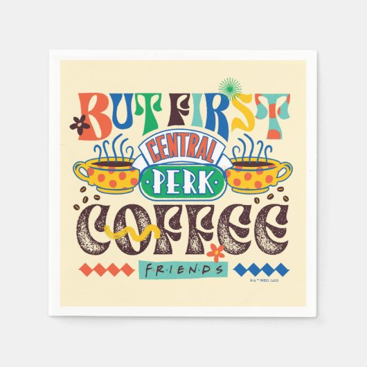 Serviette En Papier AMIS™ | Mais Premier café Vibrant Graphisme (Devant)