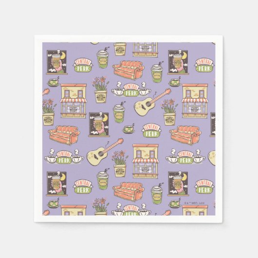 Serviette En Papier AMIS™ | Motif d'icône violet (Devant)