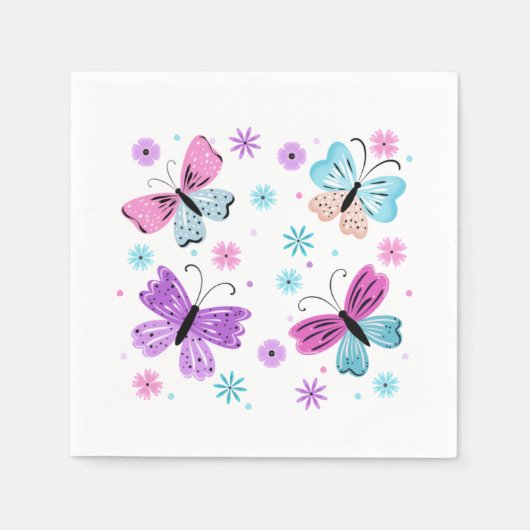 Serviette En Papier Amis Papillons (Devant)
