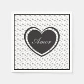 Serviette En Papier Amor Grey coeur brillant mignon motif romantique (Devant)