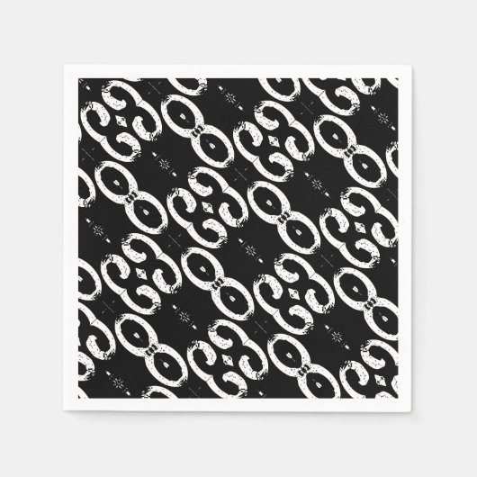 Serviette En Papier Amora noir et blanc (Devant)