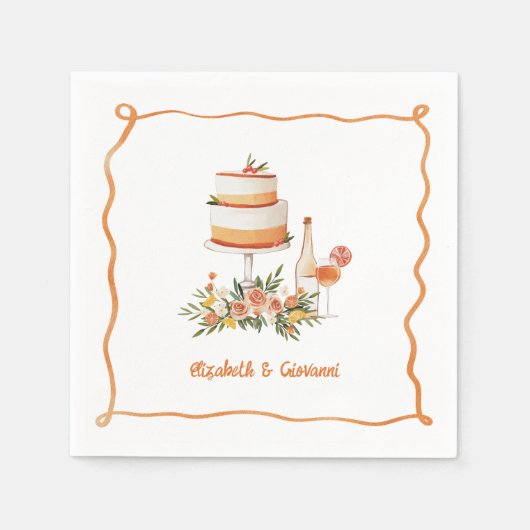 Serviette En Papier Amore & Aranci | Serviettes de Mariage d'agrumes d (Devant)